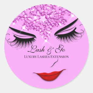 Makeup Artist Lash Extension Läppar Rosa Stars Runt Klistermärke