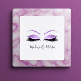Makeup Artist Lash Extension Lila Violet Fyrkantigt Visitkort