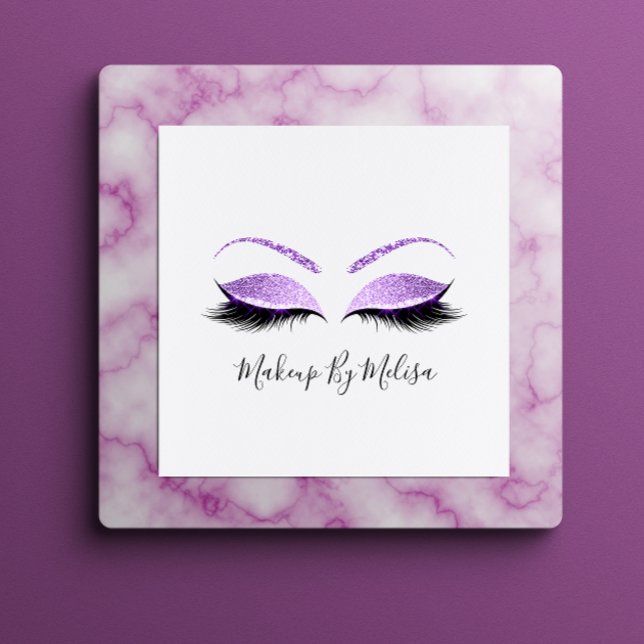 Makeup Artist Lash Extension Lila Violet Fyrkantigt Visitkort (Skapare uppladdad)