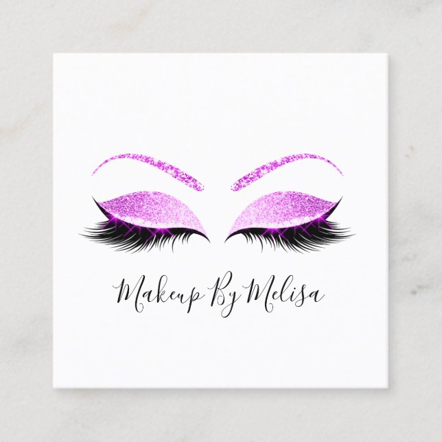 Makeup Artist Lash Extension  Rosa Fuchsia Fyrkantigt Visitkort (Framsida)