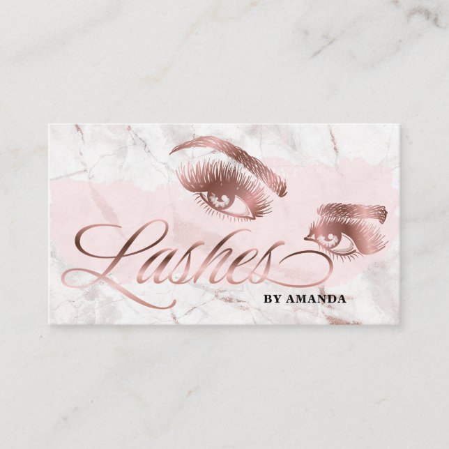 Makeup artist Lash Eyebrow Lash Marble Ro Guld Visitkort (Framsida)