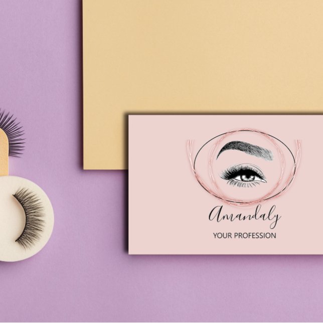 Makeup Artist Lash Friseur Logotyp QR CODE FrameRo Visitkort (Makeup Artist Lash Friseur Logo QR CODE FrameRose Business Card)