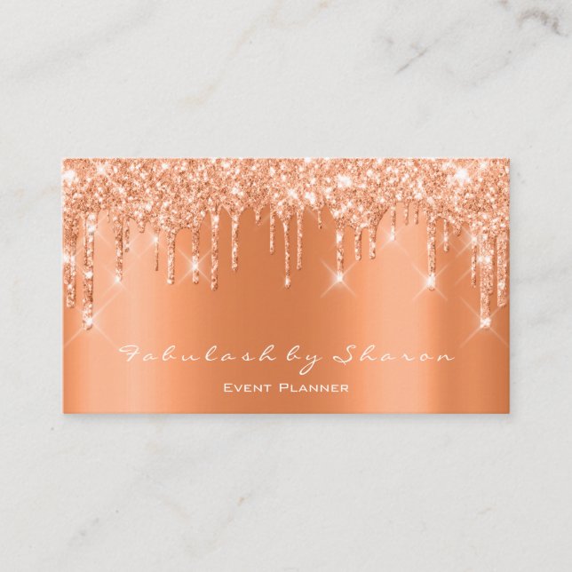 Makeup Artist Lash Glitter Drips Coral Bloggare Visitkort (Framsida)