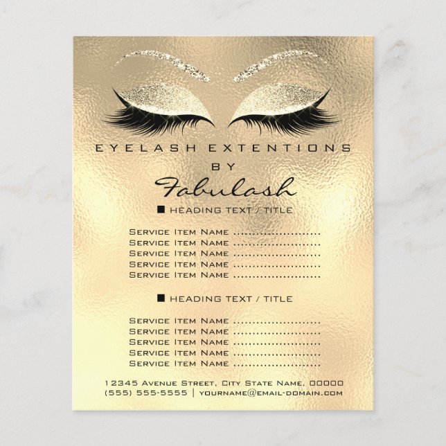 Makeup Artist Lash Glitter Flyer 1 Page Pris (Framsidan)