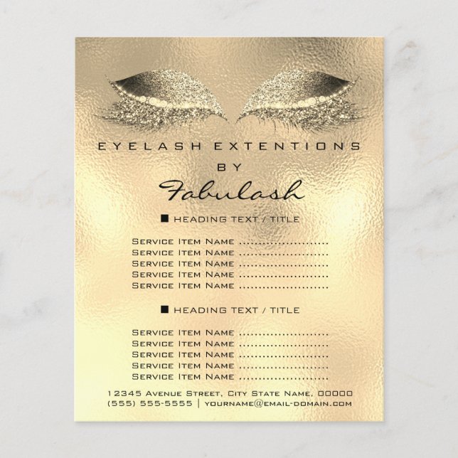 Makeup Artist Lash Golden Flyer 1 Page Pris (Framsidan)
