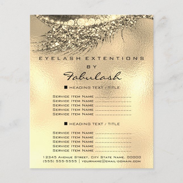 Makeup Artist Lash Guld Lux Flyer 1 Page Pris (Framsidan)