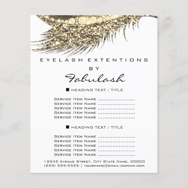 Makeup Artist Lash Guld White Flyer 1 Page Pris (Framsidan)