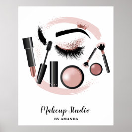 Makeup Artist Lash Mascara Lipstick Ro Guld Poster
