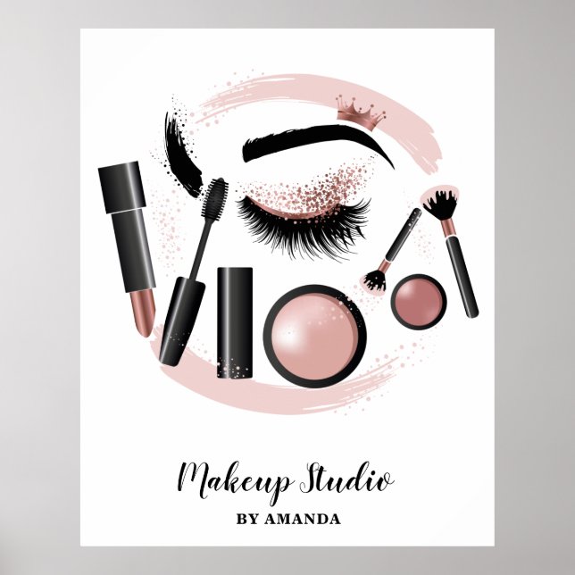 Makeup Artist Lash Mascara Lipstick Ro Guld Poster (Framsidan)