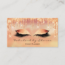 Makeup Artist Lash Öga Glitter Drips Coral Metall Visitkort