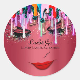 Makeup Artist Lash Product Drivers Red Glitter Runt Klistermärke