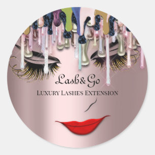 Makeup Artist Lash Product Drives Red Läppar Runt Klistermärke