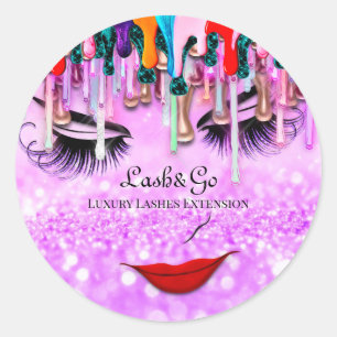 Makeup Artist Lash Product Drives Rosa Glitter Runt Klistermärke