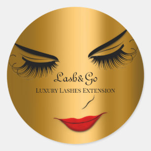 Makeup Artist Lash Product Red Läppar Guld Runt Klistermärke
