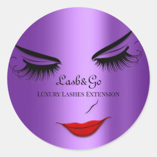 Makeup Artist Lash Product Red Läppar Lila Runt Klistermärke