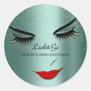 Makeup Artist Lash Product Teal Confetti Runt Klistermärke