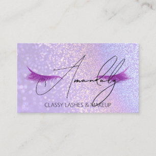 Makeup Artist Lash QR LOGOTYP Photo Glitter Violet Visitkort