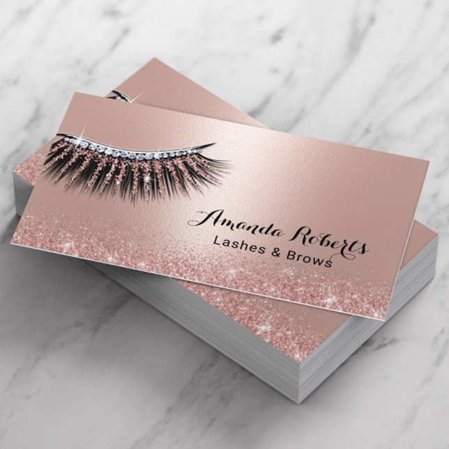 Makeup Artist Lash Ro Guld Glitter Eyelash Visitkort (Skapare uppladdad)