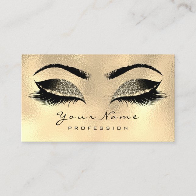 Makeup Artist Lash Sepia Guld avtalskort Tidsbeställning Kort (Framsida)
