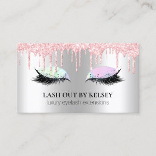 Makeup Artist Lash Silver Opal Rosa Glitter Drift Visitkort