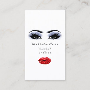 Makeup Artist Lash Smoky Blue Red Läppar Microbla Visitkort