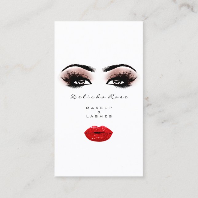 Makeup Artist Lash Smoky Ro Red Läppar Kiss Visitkort (Framsida)