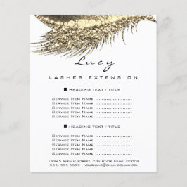 Makeup Artist Lash White 2 Pages Pris List Guld Flygblad