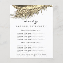 Makeup Artist Lash White 2 Pages Pris List Guld Flygblad
