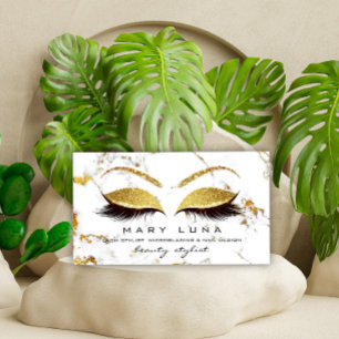 Makeup Artist Lash White Marble Guld Studio Visitkort
