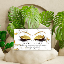 Makeup Artist Lash White Marble Guld Studio Visitkort