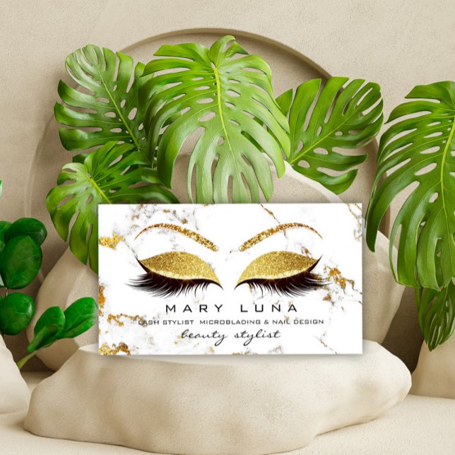 Makeup Artist Lash White Marble Guld Studio Visitkort (Skapare uppladdad)