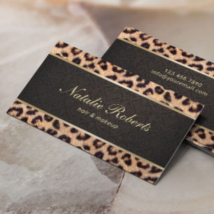 Makeup Artist Leopard & Damask Beauty Salon Visitkort