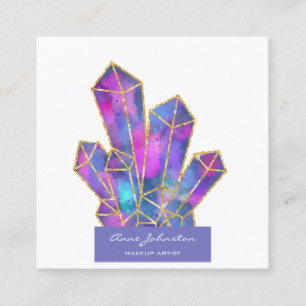 Makeup Artist Lila Guld Glitter Crystals Fyrkantigt Visitkort