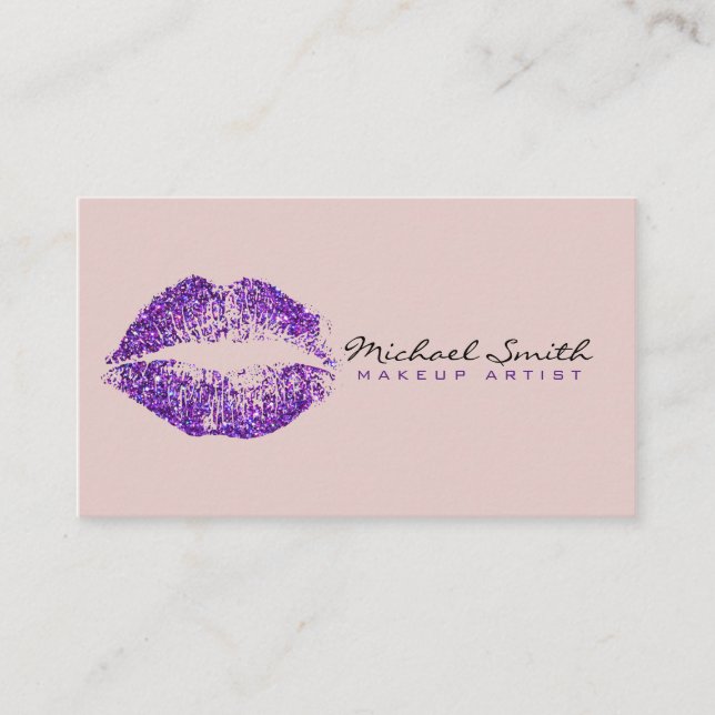 Makeup Artist Lila Läppar #4 Visitkort (Framsida)