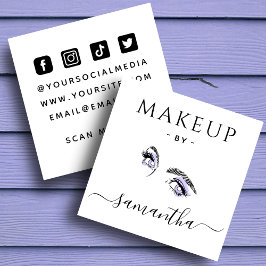 Makeup Artist Lila Öga Brow Social Media QR-kod Fyrkantigt Visitkort
