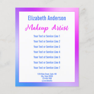 Makeup Artist Lila White and Blue Text Template Flygblad