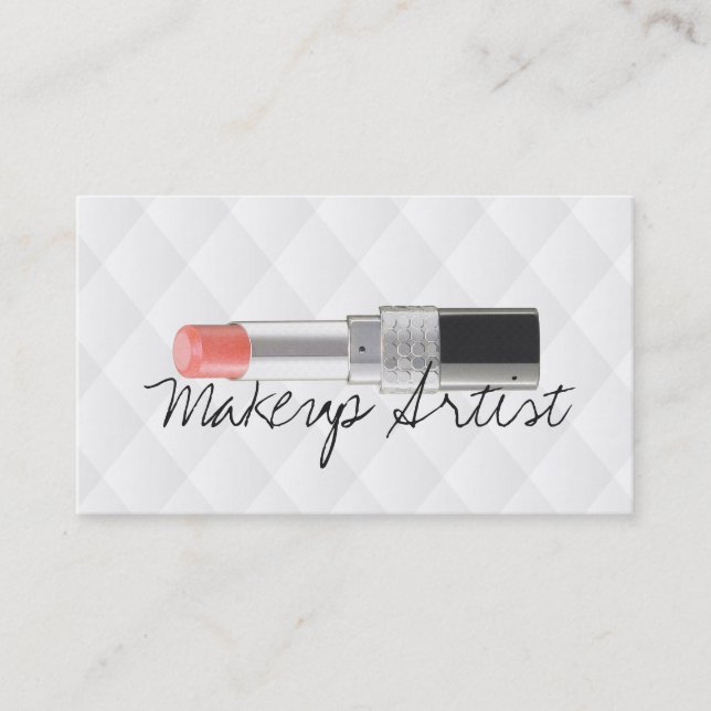 Makeup Artist Lipstick Beauty Salon White Leather Visitkort (Framsida)