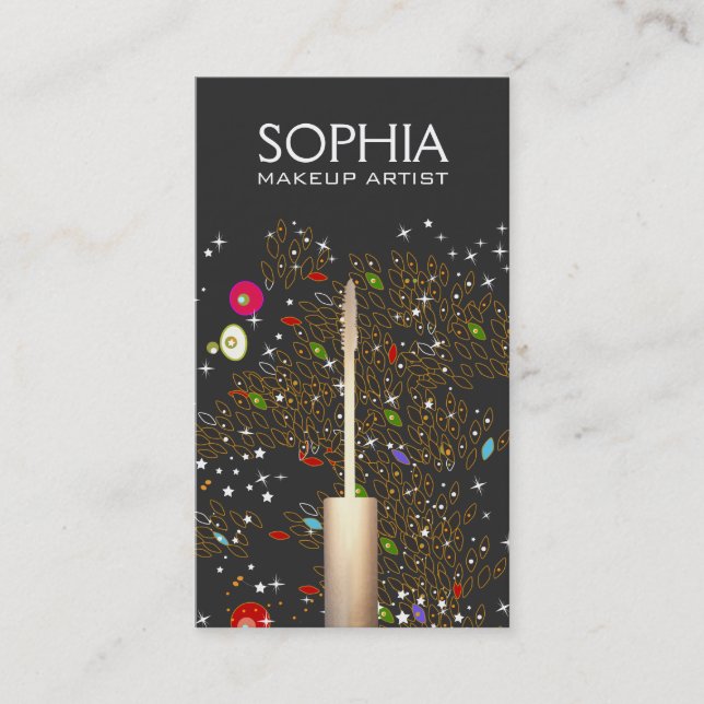 Makeup Artist Logotyp Mascara Artistic Mönster Visitkort (Framsida)