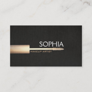 Makeup Artist Logotyp Mascara on Faux Black Linen  Visitkort
