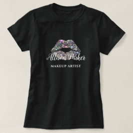 MAKEUP ARTIST Logotyp Silver Kiss Namn T Shirt