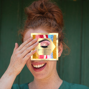 Makeup Artist Logotyp Strokes Eyelash Extension Br Fyrkantigt Visitkort