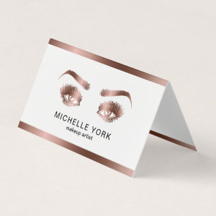 Makeup Artist Long Lash Ro Guld Ögon Brows Visitkort