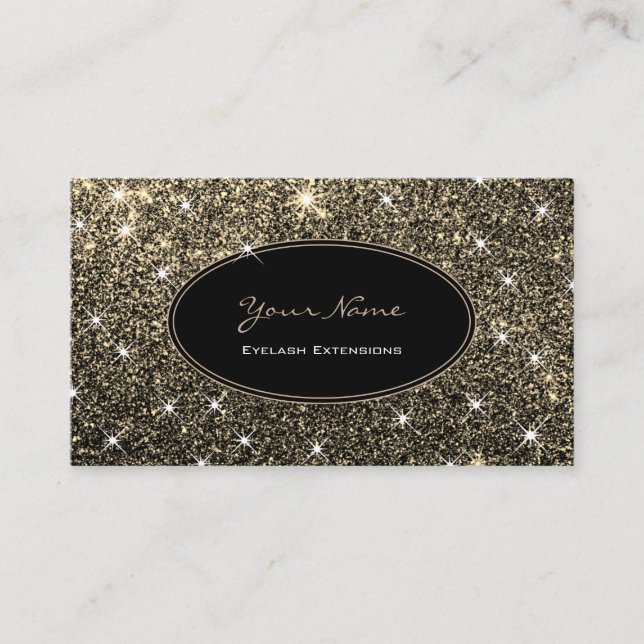 Makeup Artist Luminous Guld Glitter Stars Eyelash Visitkort (Framsida)