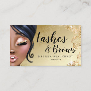 Makeup Artist Luxe Glitter Guld Eyelash Visitkort