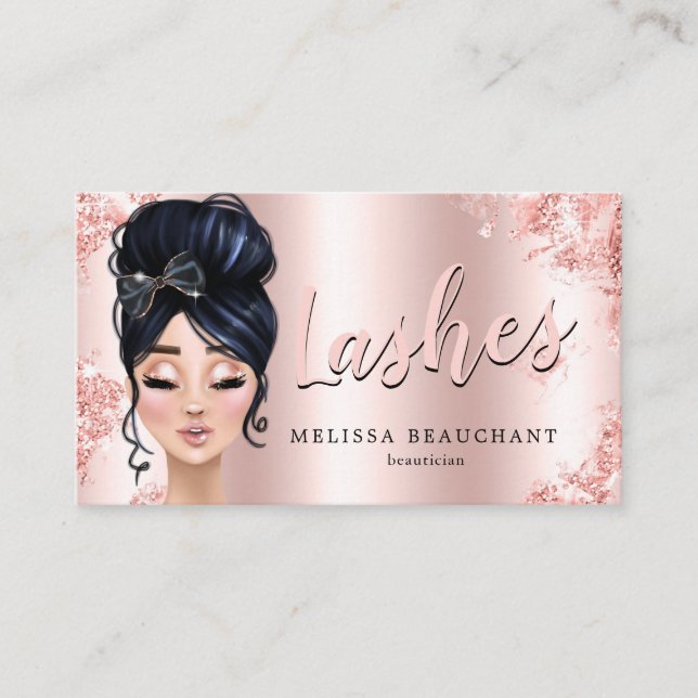 Makeup Artist Luxe Glitter Ro Guld Eyelash Visitkort (Framsida)