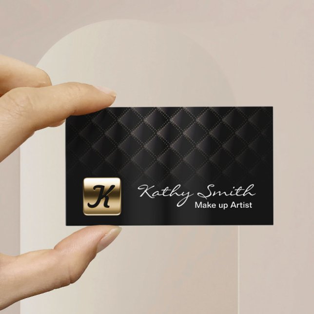 Makeup Artist Luxury Black & Guld Elegant Visitkort (Skapare uppladdad)
