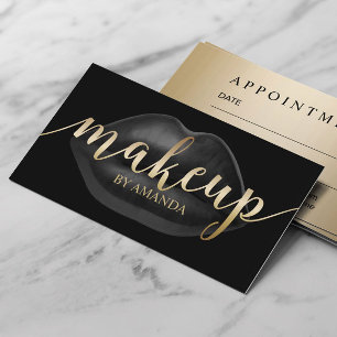 Makeup Artist Luxury Black Läppar Salon Möte Tidsbeställning Kort
