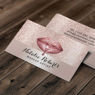 Makeup Artist Luxury Dripping Läppar Ro Guld Visitkort