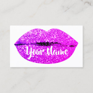 Makeup Artist Magenta Rosa Kiss Läppar Sugar Glitt Visitkort