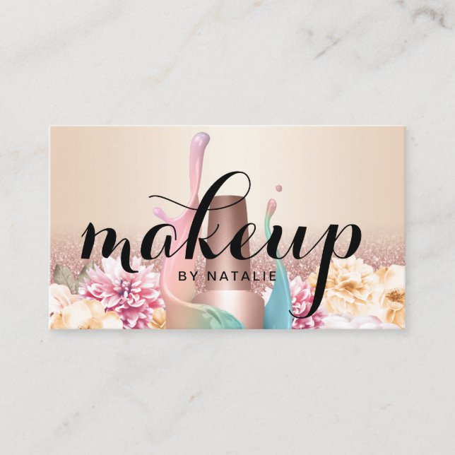 Makeup Artist Manicurist Elegant Pastel Blommigt Visitkort (Framsida)